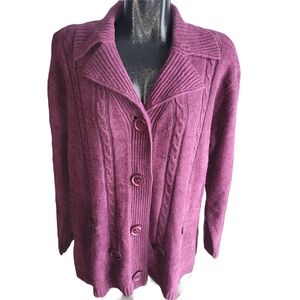 Moffi Women's Purple Button-Up Knit Cardigan Sweater XXL